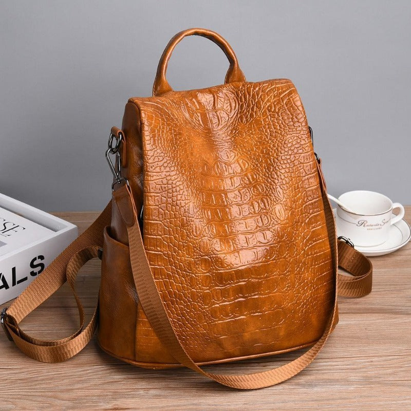 Designer Marca Mulheres Homens Mochila Nova Crocodilo Padrão Mochila Grande Capacidade Bolsa Feminina Venda Quente - Marila